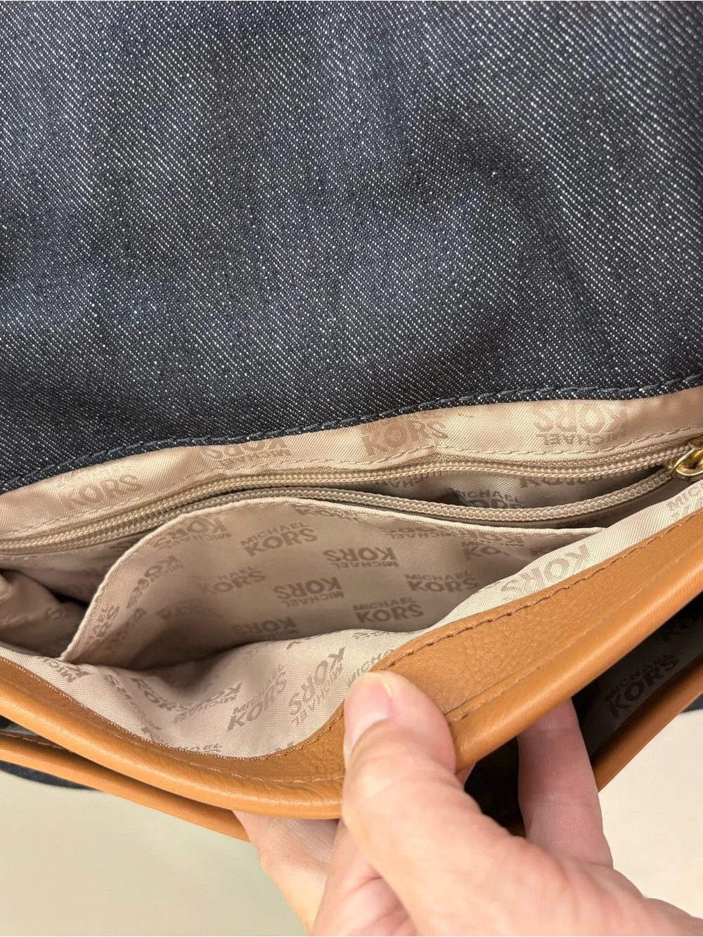 Michael Kors Jamie Denim & Leather Saddle Crossbody Bag